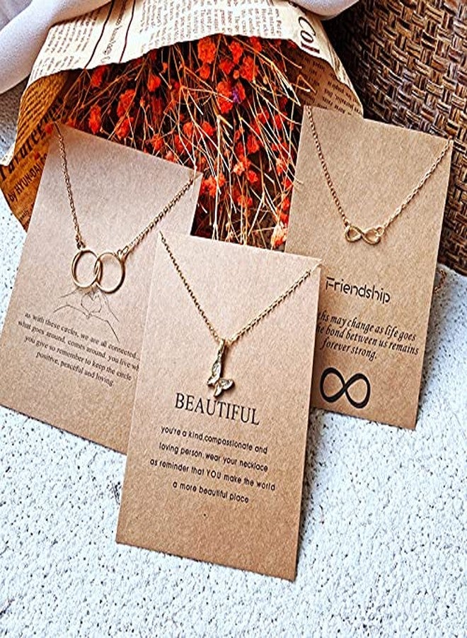 FORUBUS Infinity Friendship Pendant Necklace and Blessing Card, Karma Circles Link Chain Necklace Butterfly Accessory BFF Memorial Jewelry Gift-infinity - Image 3